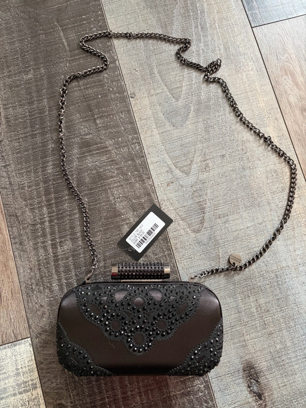 Badgley Mischka Crystal Studded Evening Clutch Crossbody Bag NWT